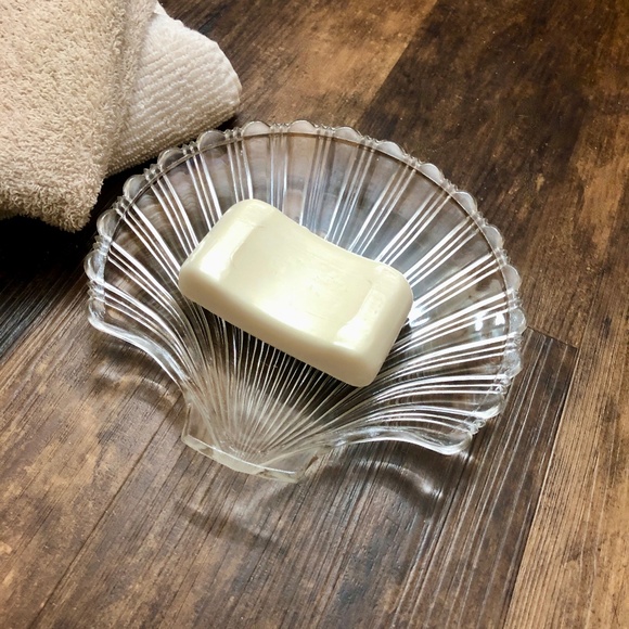 Vintage Other - 7" Vintage Glass Seashell Dish for serving, soap, trinkets